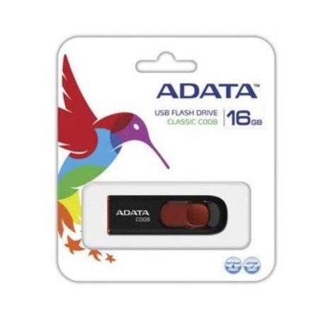 MEMORIA USB 16 GB C008 ADATA NEGRO CON ROJO