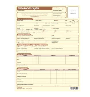SOLICITUD DE EMPLEO PAQ CON 3 BLOCKS T/CARTA 25H PRINTAFORM