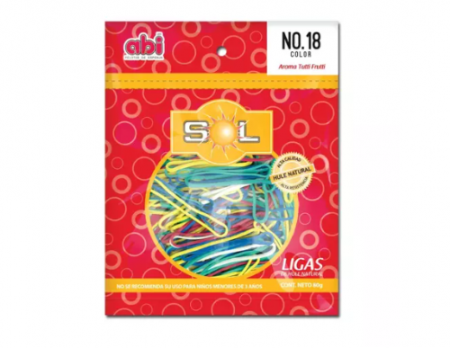 LIGA DE HULE COLORES NUM. 18  EL SOL 80GR