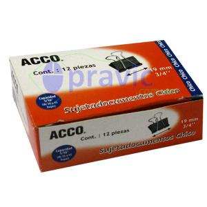 SUJETA DOCUMENTOS ACCO 19 MM CHICO 12PZAS