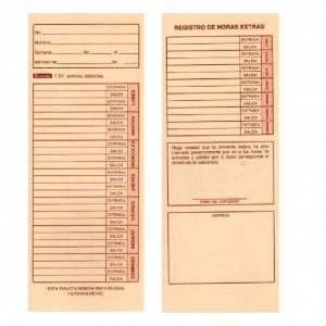 TARJETA PARA RELOJ CHECADOR SEMANAL 100PZAS FORMITEC