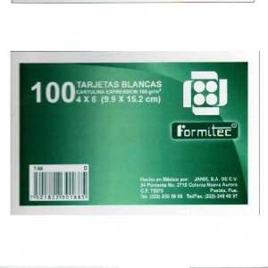 TARJETA BLANCA FORMITEC 4X6 PULGADAS